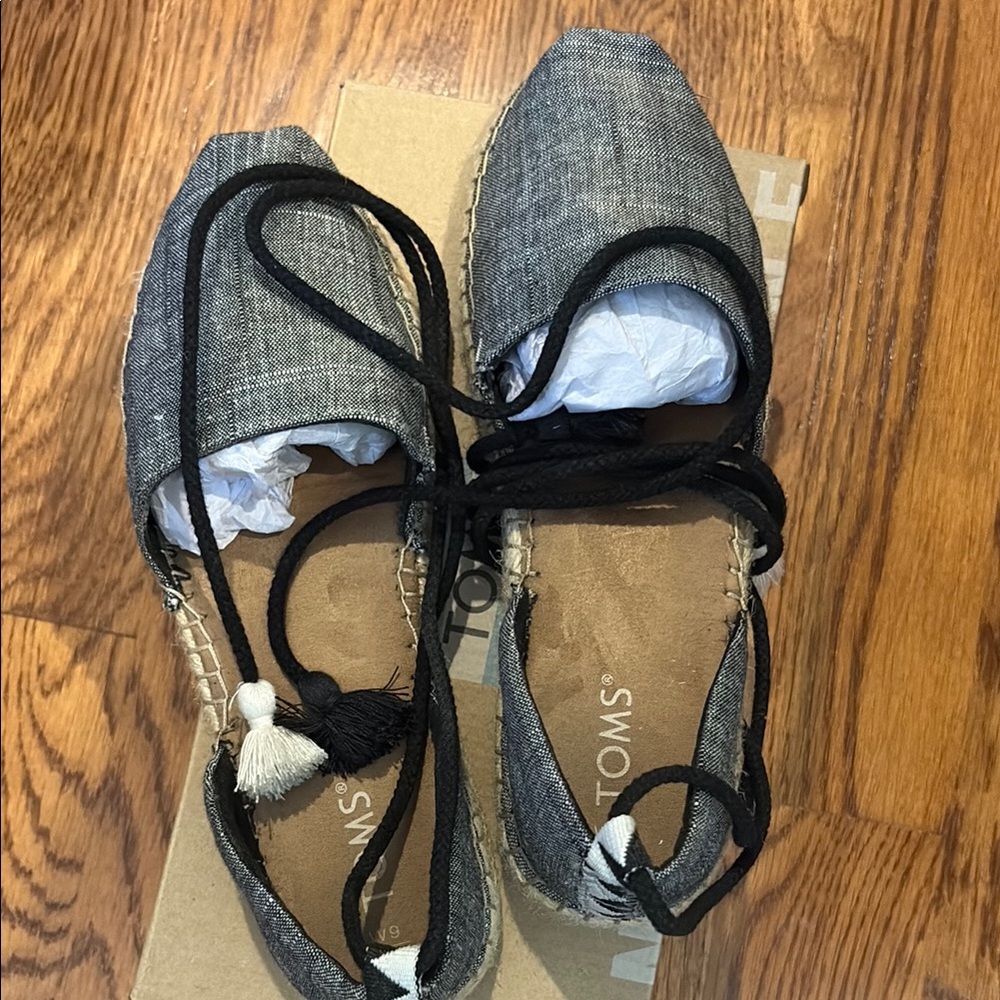 TOMS Women's Charcoal Espadrille Flats